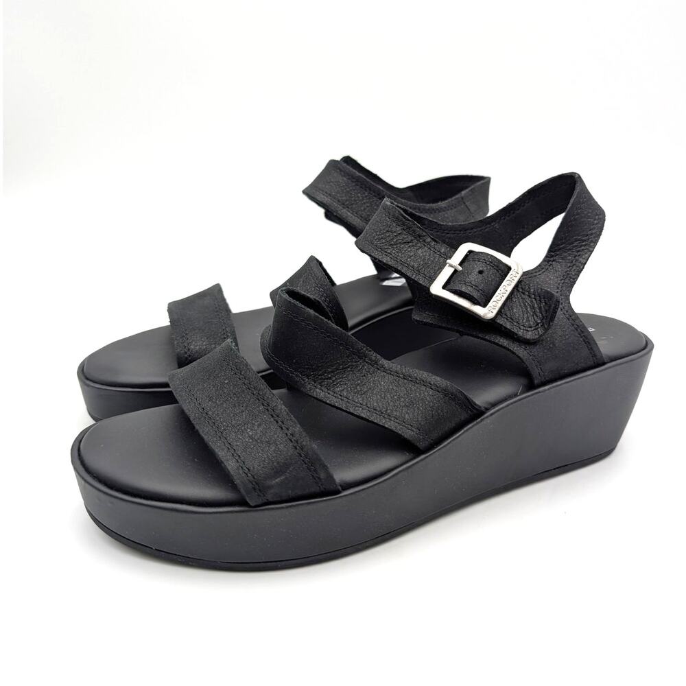 Rockport Rwanala Wedge Heel Sandals Ankle Strap Women's Black Size US9M EU39.5